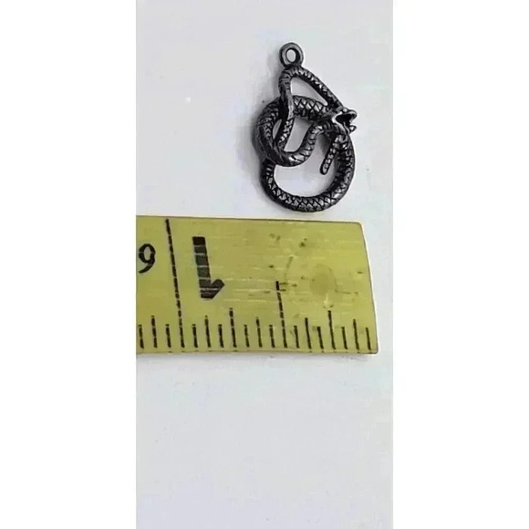 Solid 925 Sterling Silver Coiled Snake Serpent Pendant Mouth Open Charm - Picture 10 of 10